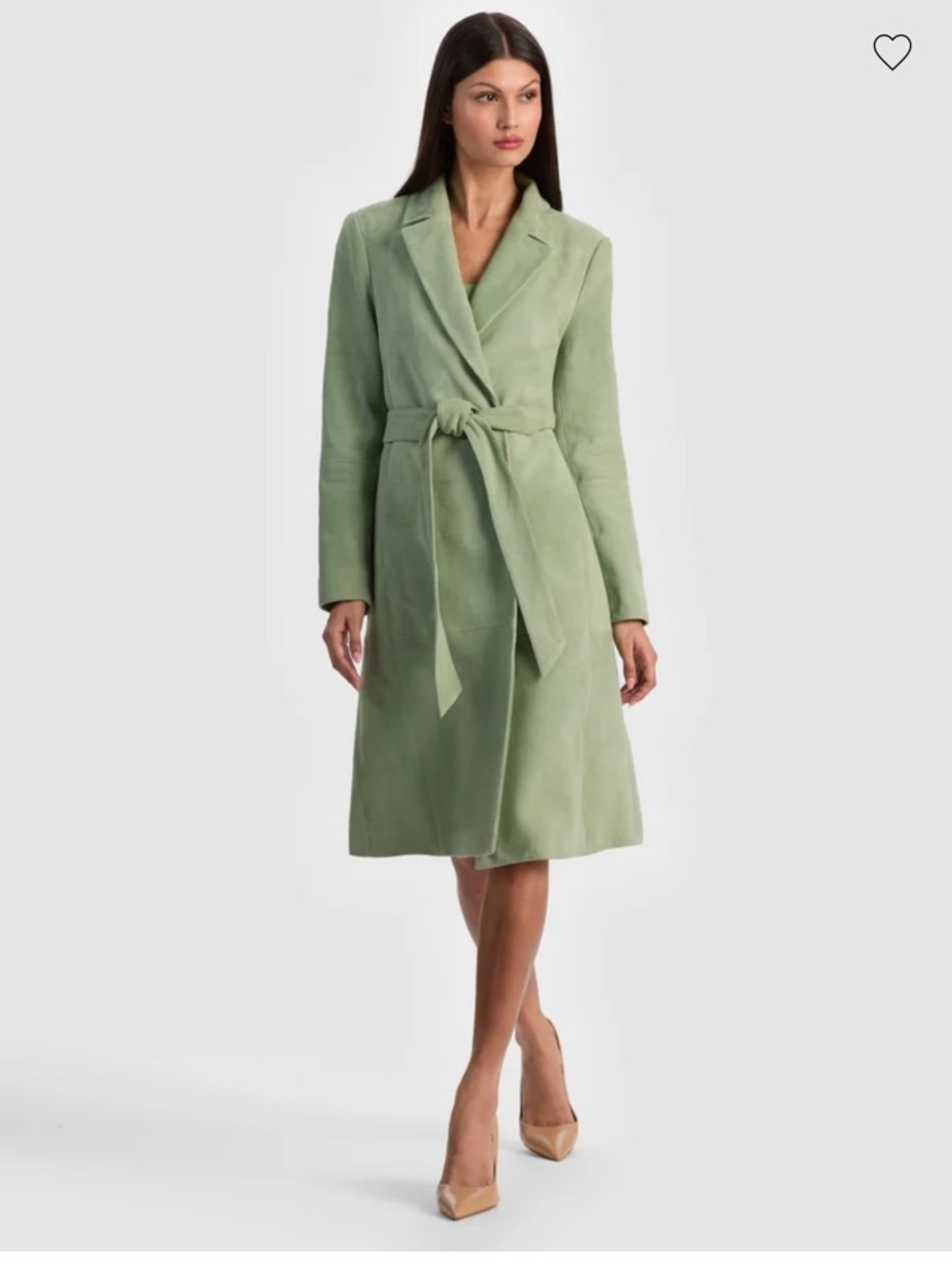 Alice + Olivia Sage Green Belted Long Coat